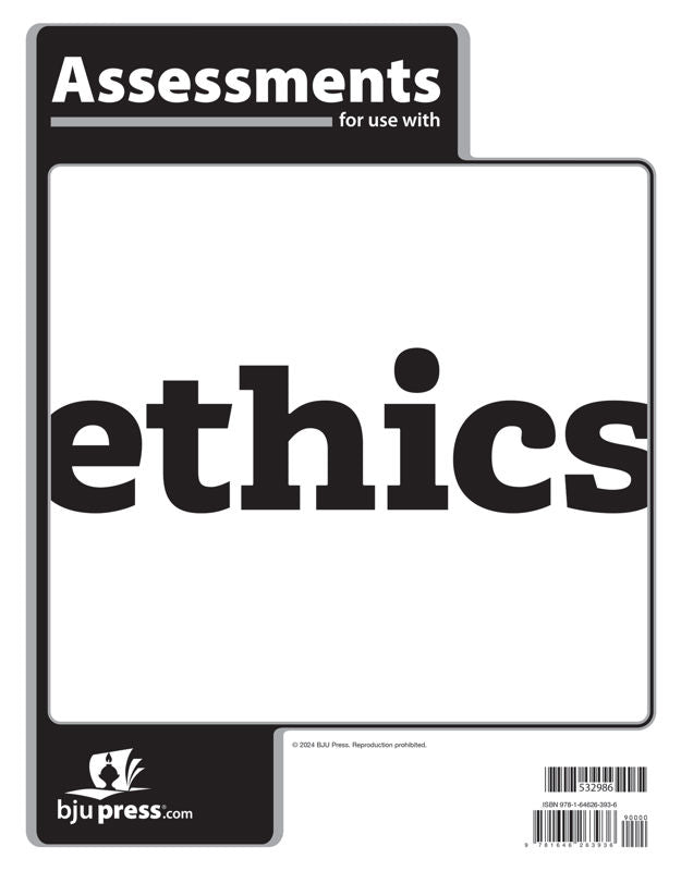 BJU Press Bible 12  Ethics Assessments (Tests), 1st Ed