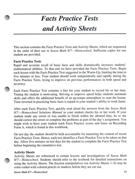 Saxon Math 87 Tests and Worksheets, 3rd Edition | R.O.C.K. Solid Home  School Books