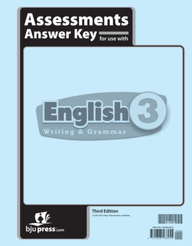 BJU Press English 3 Assessments Answer Key, 3rd ed