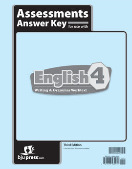 BJU Press English 4 Assessments Answer Key, 3rd Ed