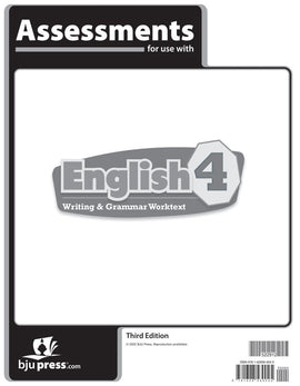 BJU Press  English 4 Assessments (Tests) 3rd Ed