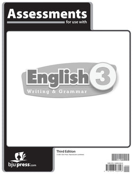 BJU Press English 3 Assessments (Tests), 3rd Ed