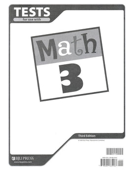 BJU Press Math 3 Tests, 3rd Edition