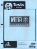 BJU Press Math 3 Tests Answer Key, 4th Edition