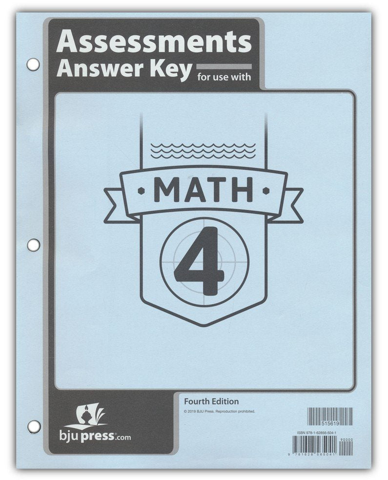 Math 4 Answer Key BJU Press Math 4 Assessments Answer Key (Tests Answer Key), 4th Edition ...