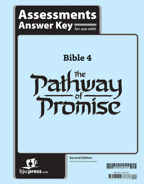 BJU Press Bible 4 Assessments Answer Key, The Pathway of Promise, 2nd ...