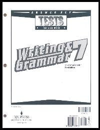 BJU Press Writing & Grammar 7 Tests Answer Key, 3rd Ed.