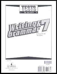 BJU Press Writing & Grammar 7 Tests (tests only), 3rd Ed.