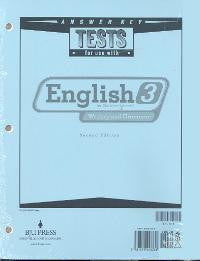 BJU Press English 3 Test Answer Key (2ed)