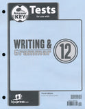 BJU Press Writing & Grammar 12 Tests Answer Key, 3rd Edition