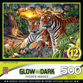 Glow in the Dark Hidden Images Jungle Pride 500 Piece Puzzle