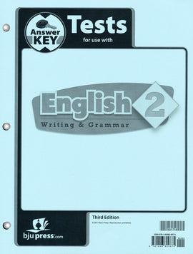 BJU Press English 2 Test Answer Key, 3rd Edition