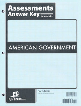 BJU Press American Government Assessments Answer Key, 4th Edition (Test Answer Key)