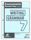 BJU Press Writing & Grammar 7 Assessments Answer Key, 4th Edition (Tests Answer Key)