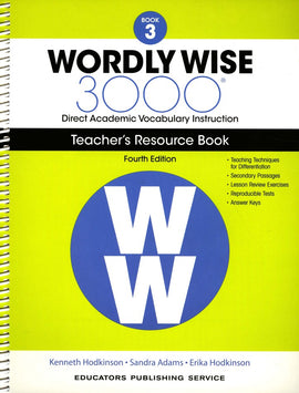 Wordly Wise 3000 Grade 3 Teacher Resource Book, 4th Edition