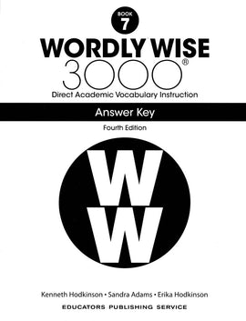 Wordly Wise 3000 Grade 7 Answer Key, 4th Edition