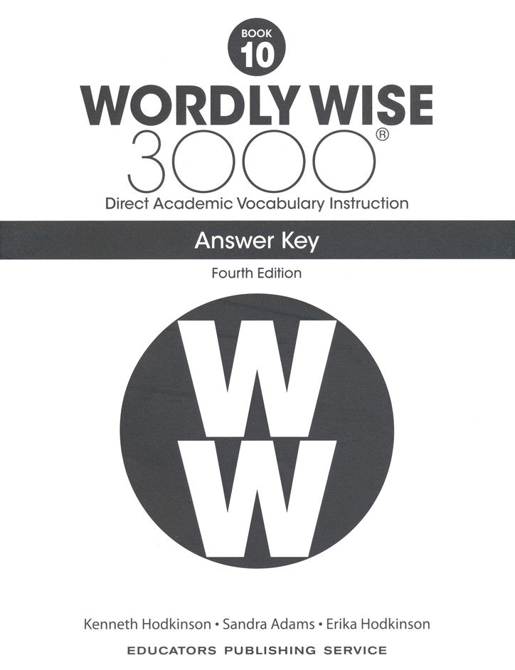 Wordly Wise 3000 Grade 10 Answer Key, 4th Edition