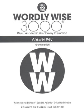 Wordly Wise 3000 Grade 12 Answer Key, 4th Edition