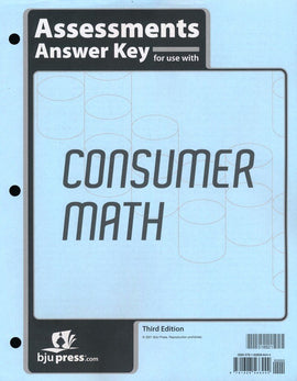 BJU Press Consumer Math Assessments Key, 3rd Edition (Test Answer Key)