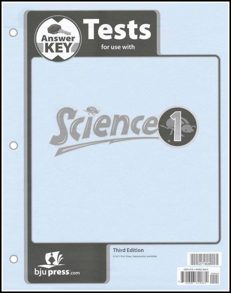 BJU Press Science 1 Tests Answer Key (3rd edition)